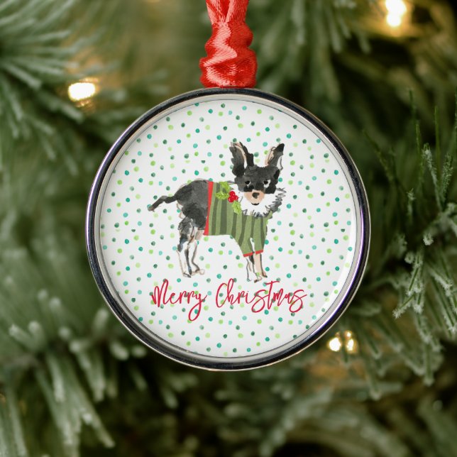 God jul Small Hund Festive Holly Helgdag Julgransprydnad Metall (Träd)