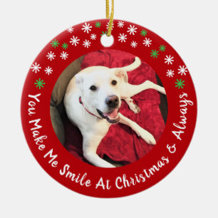 God jul Smilda Hund Photo Funny Red Circle Julgransprydnad Keramik