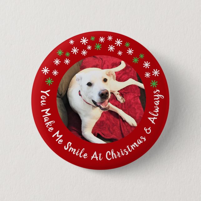 God jul Smilda Hund Photo Funny Red Circle Knapp (Framsida)