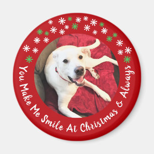 God jul Smilda Hund Photo Funny Red Circle Magnet