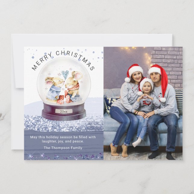 God jul Snö Globe Cute Mice Photo (Framsida)