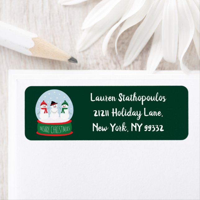 God jul Snö Globe Snögubbar Returadress Etikett (Insitu)