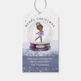 God jul Snö Globe Watercolor Ballerina Presentetikett