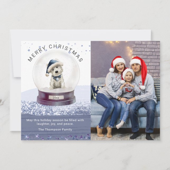 God jul Snö Globe Watercolor Hund Photo (Framsida)