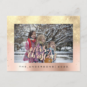 God jul Snö Guld fotot Glitter Spark i Ro Vykort