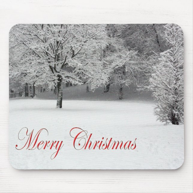 God jul Snö och träd Musmatta (Framsidan)