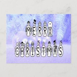 god jul Snö People Font, Blue Tint Snö Helg Vykort