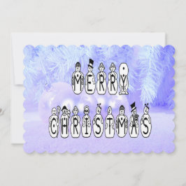 God jul Snö People Font, Blue Tint Snö Inbjudningar