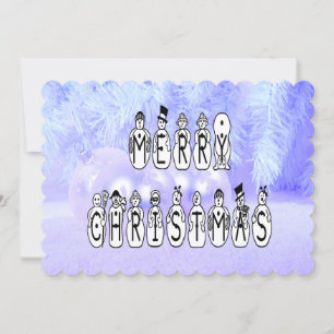 God jul Snö People Font, Blue Tint Snö Inbjudningar