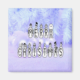 God jul Snö People Font, Blue Tint Snö Magnet