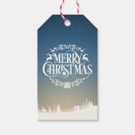 God jul Snö Scene Presentetikett