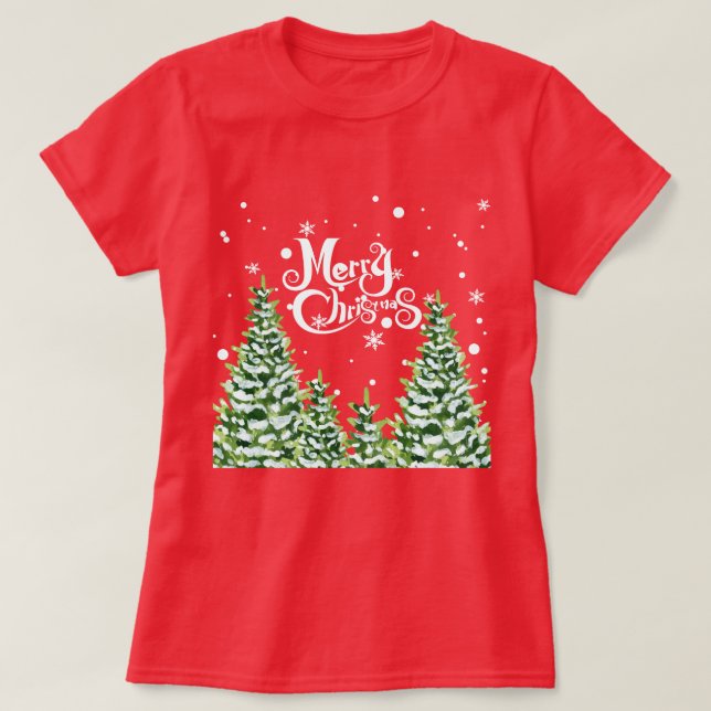 God jul Snö Träd jul T-Shirt (Design framsida)