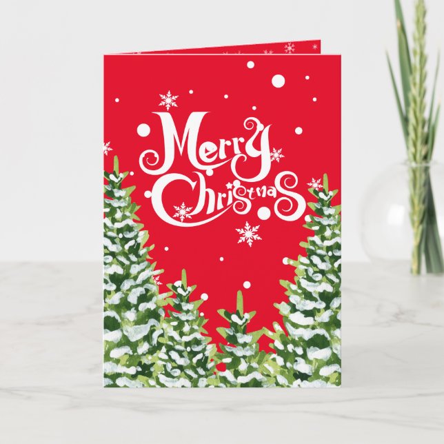 God jul Snö Träd-mappad inbjudan (Framsida)