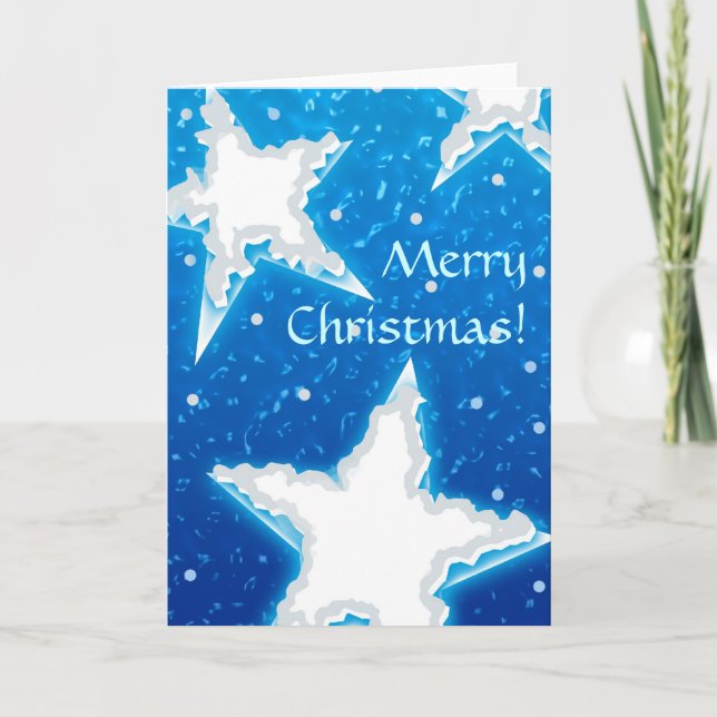 God jul | Snöblå stjärnor Helgkort (Framsida)