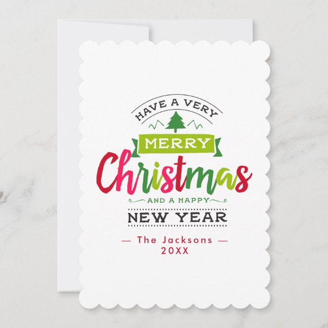 God Jul  Snöflinga Band Typografi  Julkort (Framsida)