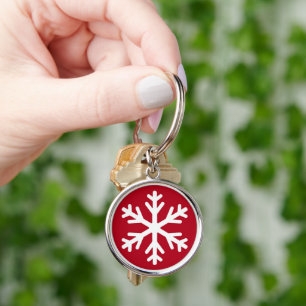 God Jul Snöflinga Högtid Vinter Rund Silverfärgad Nyckelring