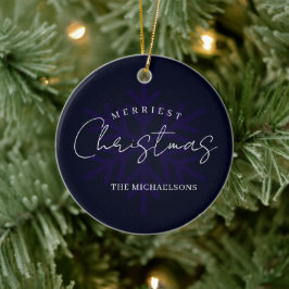 God Jul Snöflinga Marinblå Julgransprydnad Keramik
