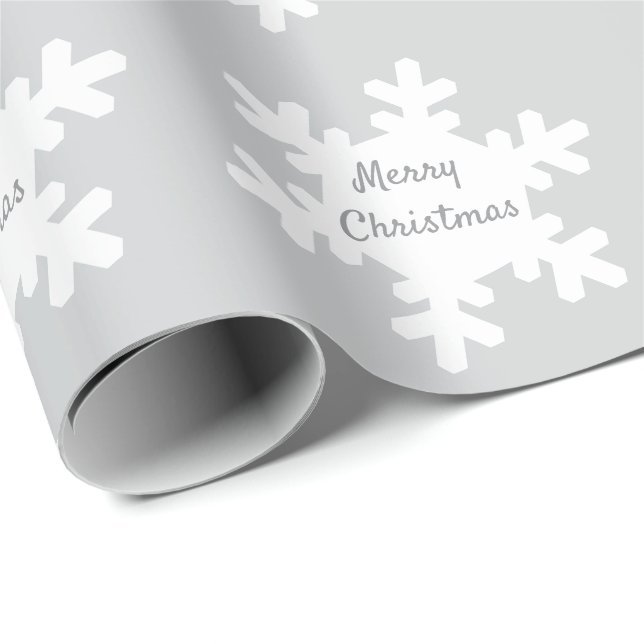 God Jul Snöflingamönster Grå Vitt 2025 Presentpapper (Rullad Hörn)