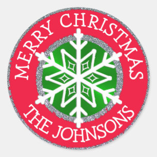 God jul, snöflingans Personlig Sticker Runt Klistermärke