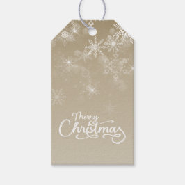 God jul Snöflingor Beige Helgdag Presentetikett