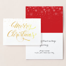 God Jul Snöflingor Elegant Skrift Guld Folierat Kort