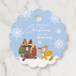 God jul Snöflingor Fox Animal Gåvor Etiketter