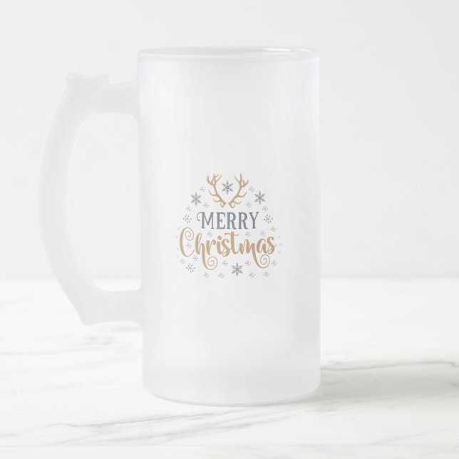 God jul Snöflingor, Gott nytt år Frostat Ölglas (Vänster)