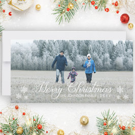 God jul Snöflingor | Helgdag-fotokort Julkort