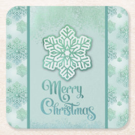 God jul Snöflingor Iridescent Grönt Underlägg Papper Kvadrat