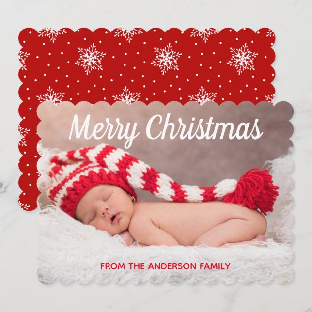 God jul Snöflingor julfoto Julkort (Fram/baksida)