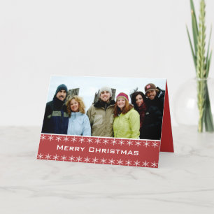 God jul Snöflingor med ditt familjefoto Helgkort