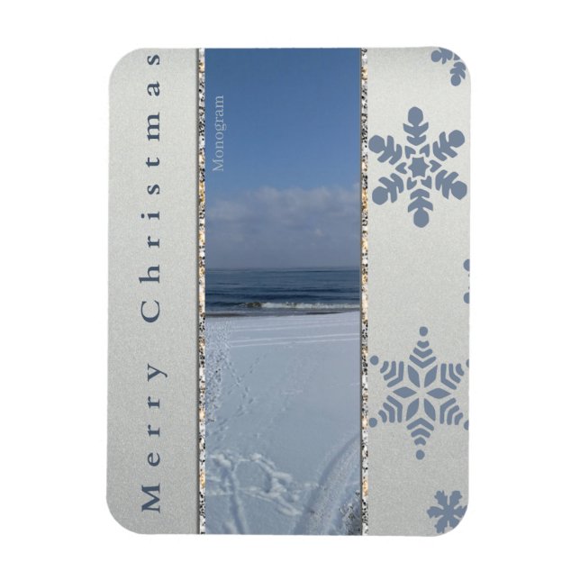 God Jul Snöflingor Monogram Magnet  (Vertikal)