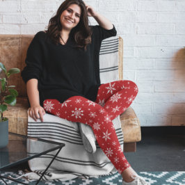 God jul Snöflingor Mönster Red Leggings