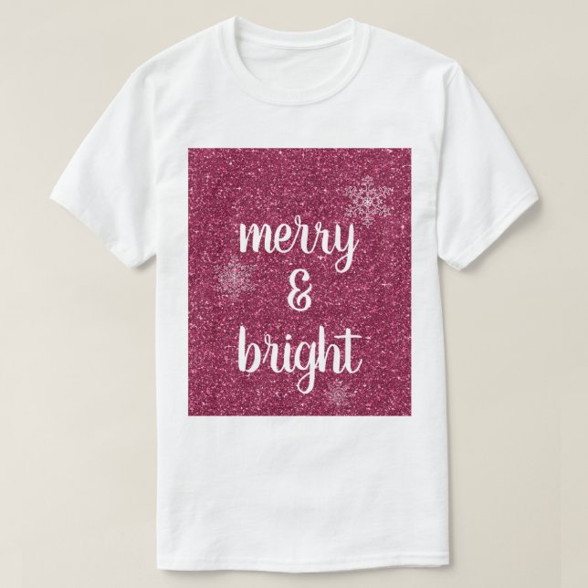 God Jul Snöflingor Red Glitter T Shirt (Design framsida)