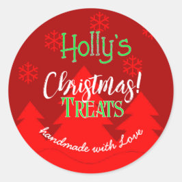 God Jul snöflingor röd etikett