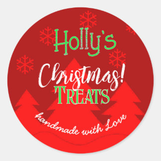 God Jul snöflingor röd etikett