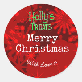 God jul snöflingor röd etikett