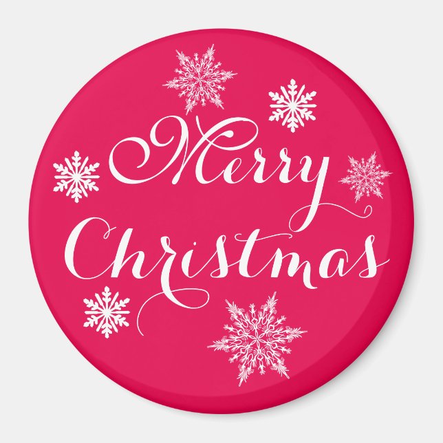 God Jul Snöflingor Röd Magnet (Framsidan)