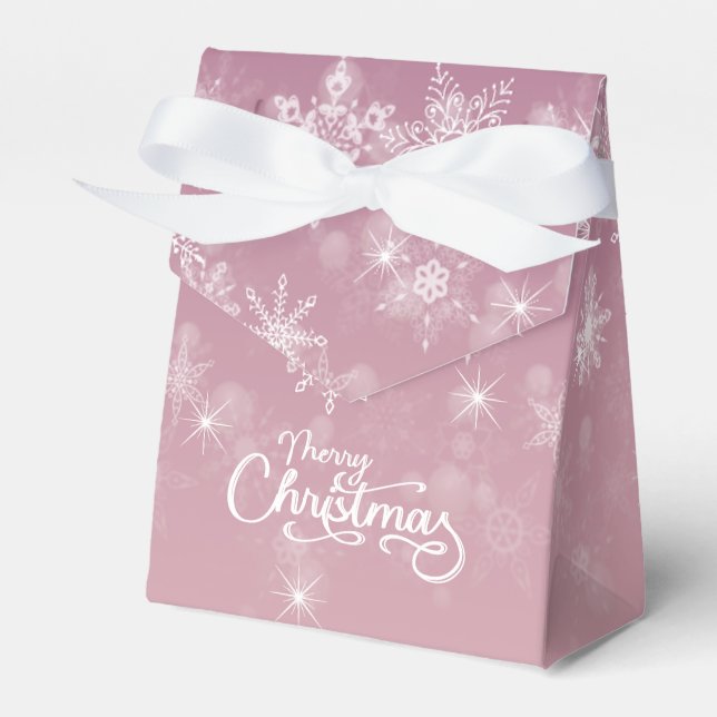 God jul Snöflingor Rosa Helgdag Presentaskar (Framsidan Sidan)