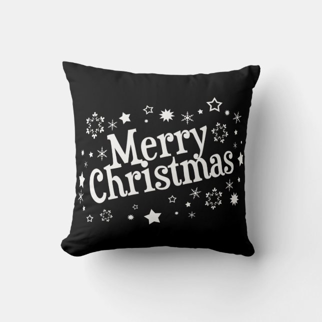 God jul Snöflingor Stars Black Kudde (Framsida)