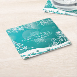 God jul Snöflingor Träd Blommor och stjärnor Underlägg Papper Kvadrat