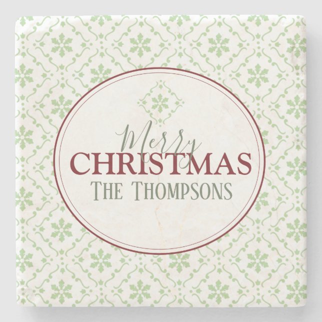 God jul Snöflingor Trendig Helgdag Namn Stenunderlägg (Framsidan)