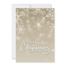 God jul Snöflingor Vitbeige Hälsning