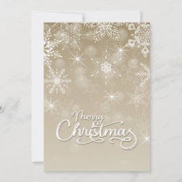 God jul Snöflingor Vitbeige Hälsning Julkort