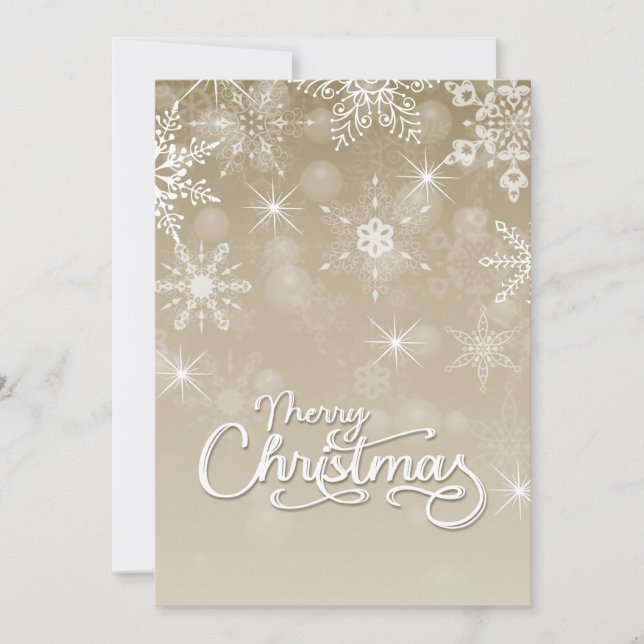 God jul Snöflingor Vitbeige Hälsning Julkort (Framsida)