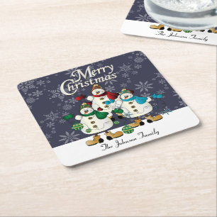 God jul Snögubbar Pals  Jul Underlägg Papper Kvadrat