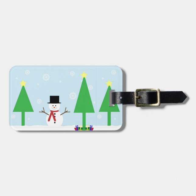 God jul Snögubbe Bagagebricka (Horisontell Framsida)
