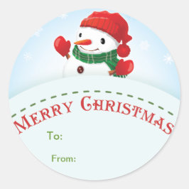 God jul Snögubbe Gift märkre Sticker Runt Klistermärke