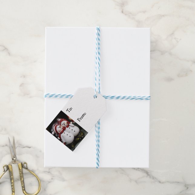 God jul Snögubbe Gift Märkres Presentetikett (With Twine)