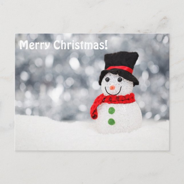 God jul snögubbe helg vykort (Framsida)